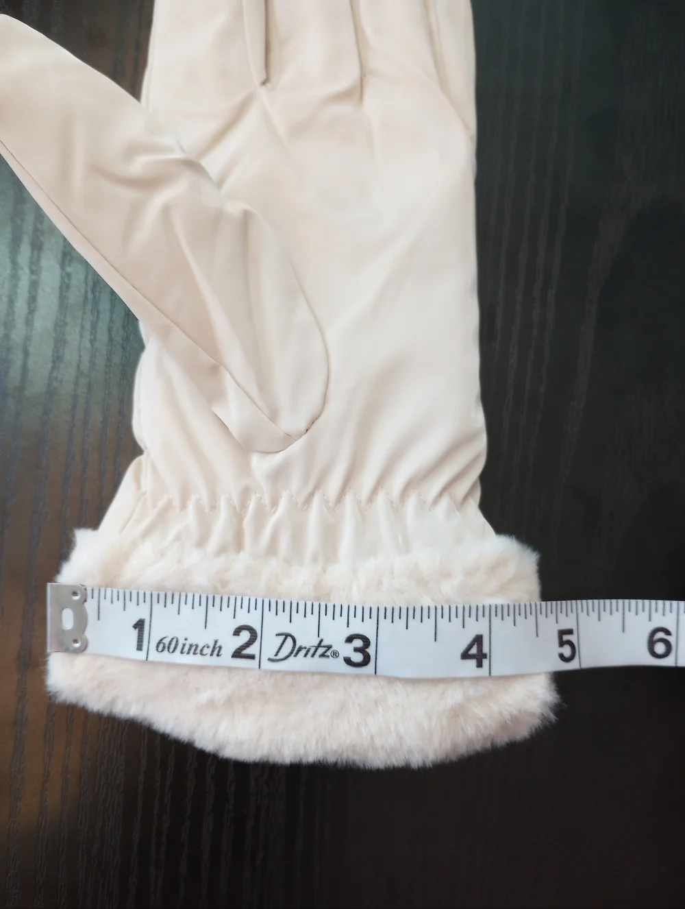 Cream Waterproof Touchscreen Fleece Lined Gloves with Faux Fur Cuff